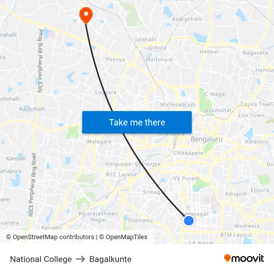 National College to Bagalkunte map