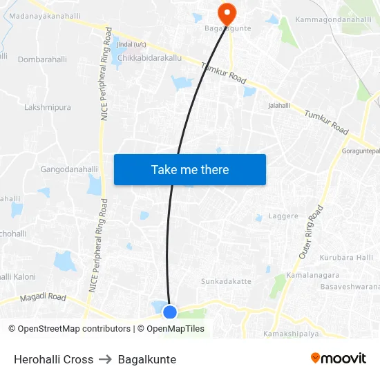Herohalli Cross to Bagalkunte map
