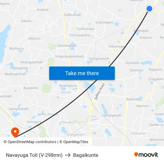Navayuga Toll (V-298mn) to Bagalkunte map