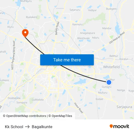 Kk School to Bagalkunte map