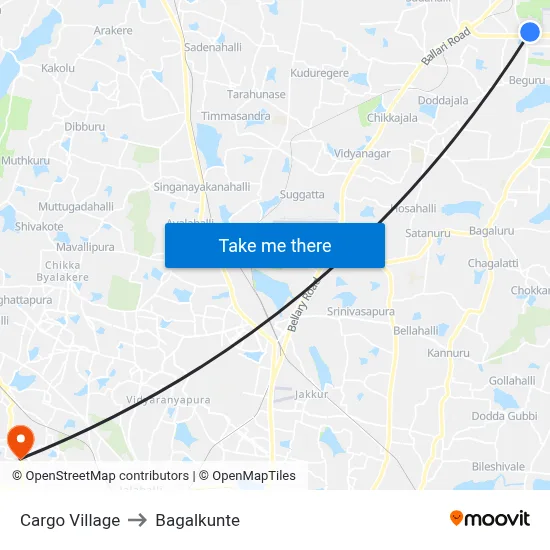 Cargo Village to Bagalkunte map