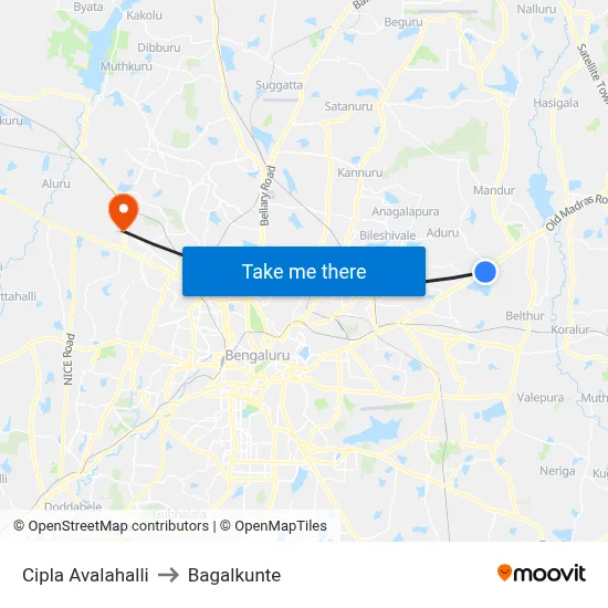 Cipla Avalahalli to Bagalkunte map