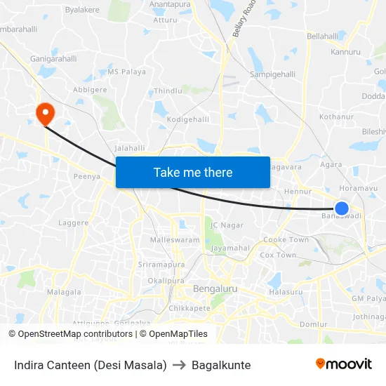 Indira Canteen (Desi Masala) to Bagalkunte map