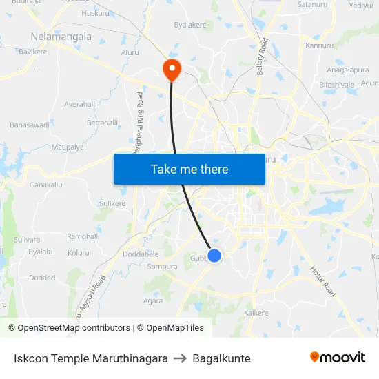 Iskcon Temple Maruthinagara to Bagalkunte map