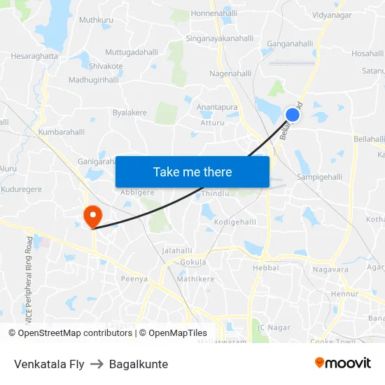 Venkatala Fly to Bagalkunte map
