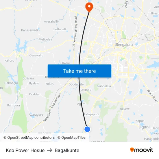Keb Power Hosue to Bagalkunte map