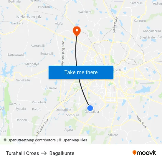 Turahalli Cross to Bagalkunte map