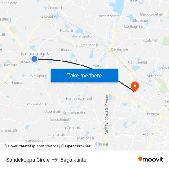 Sondekoppa Circle to Bagalkunte map