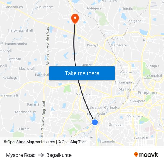 Mysore Road to Bagalkunte map
