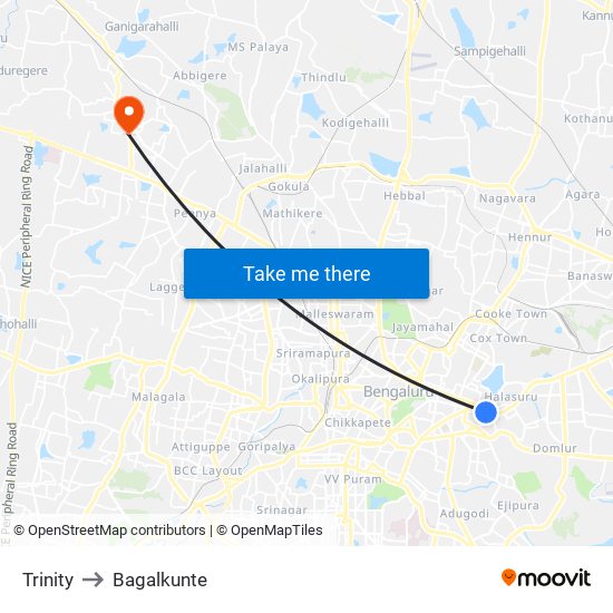 Trinity to Bagalkunte map