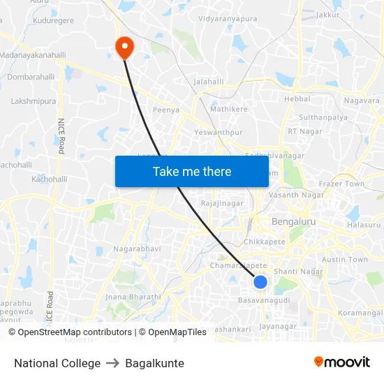 National College to Bagalkunte map