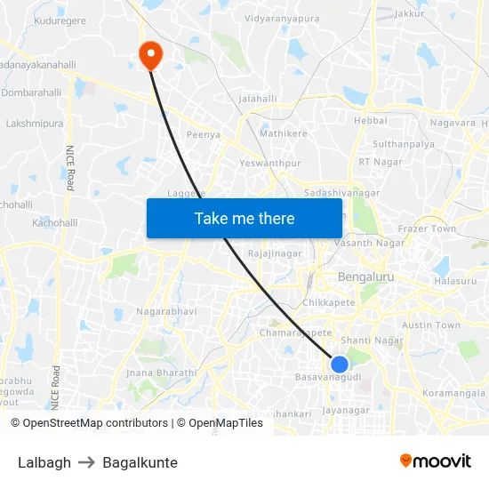 Lalbagh to Bagalkunte map