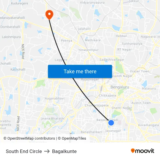 South End Circle to Bagalkunte map