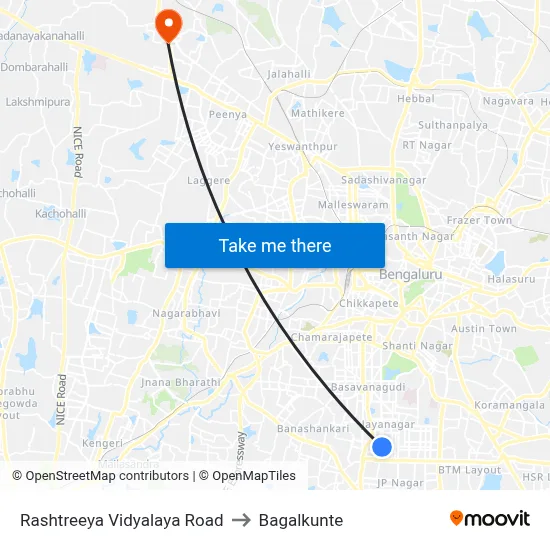 Rashtreeya Vidyalaya Road to Bagalkunte map