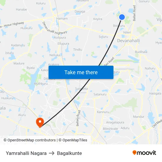 Yamrahalli Nagara to Bagalkunte map