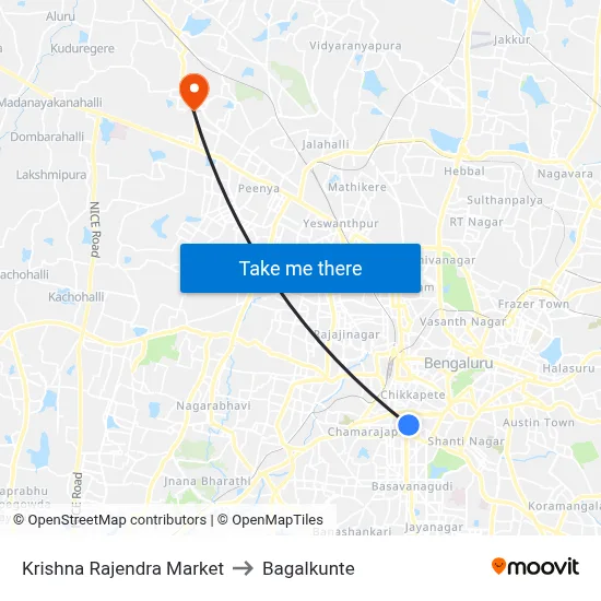 Krishna Rajendra Market to Bagalkunte map