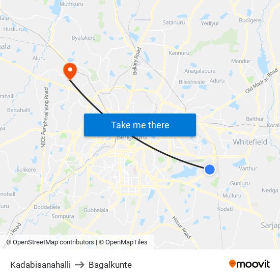 Kadabisanahalli to Bagalkunte map