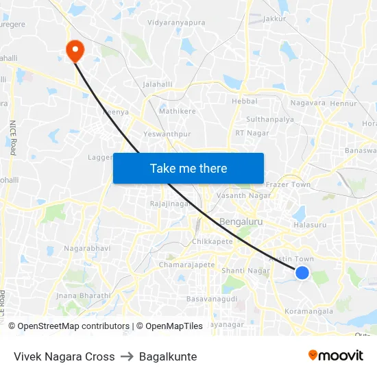 Vivek Nagara Cross to Bagalkunte map