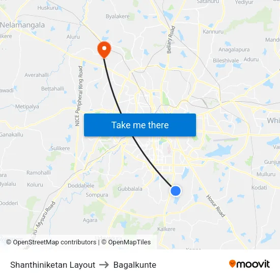 Shanthiniketan Layout to Bagalkunte map