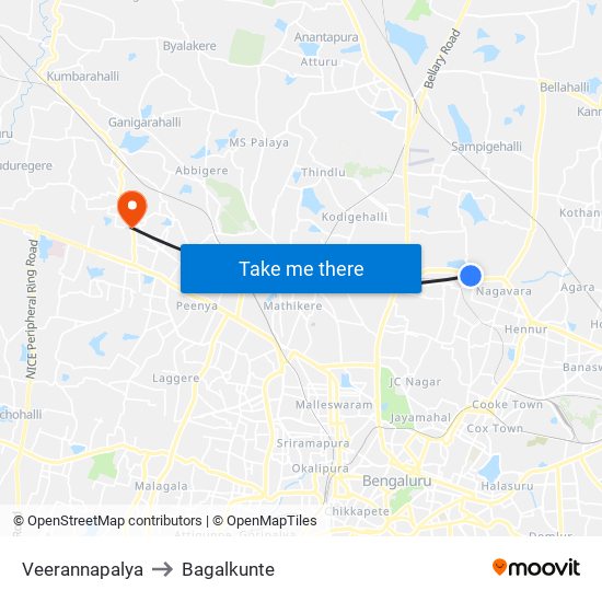 Veerannapalya to Bagalkunte map