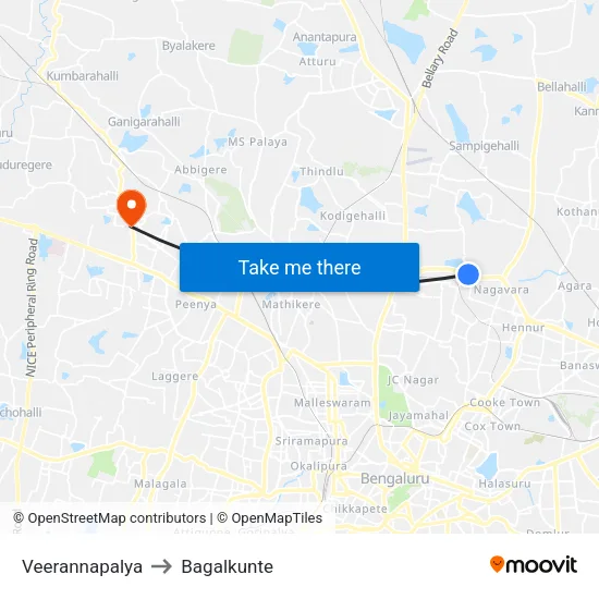 Veerannapalya to Bagalkunte map