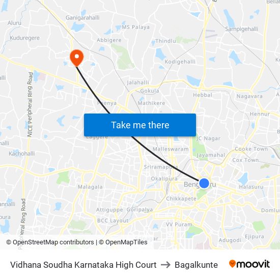 Vidhana Soudha Karnataka High Court to Bagalkunte map