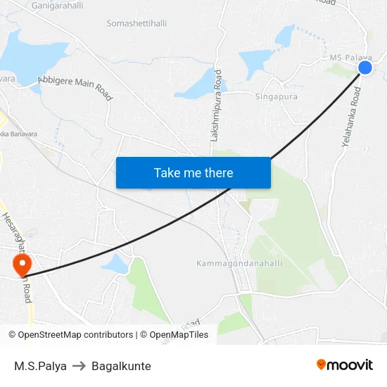 M.S.Palya to Bagalkunte map