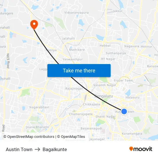 Austin Town to Bagalkunte map