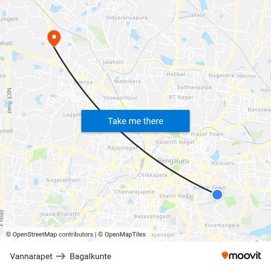 Vannarapet to Bagalkunte map