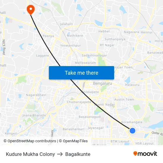 Kudure Mukha Colony to Bagalkunte map