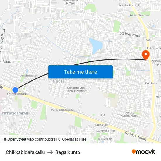 Chikkabidarakallu to Bagalkunte map