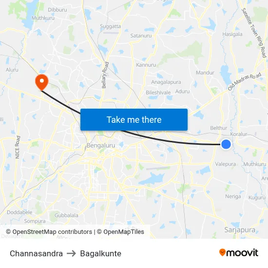 Channasandra to Bagalkunte map