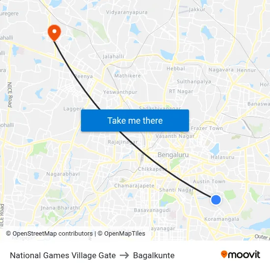 National Games Village Gate to Bagalkunte map