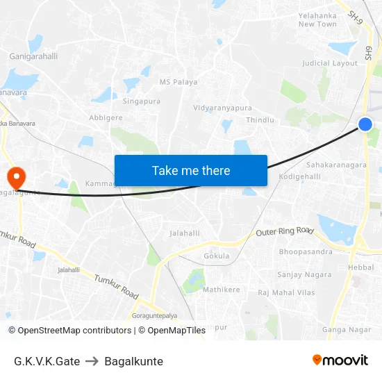 G.K.V.K.Gate to Bagalkunte map
