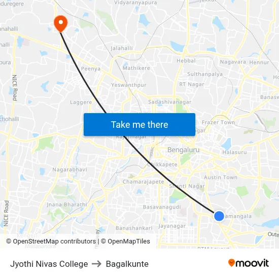 Jyothi Nivas College to Bagalkunte map