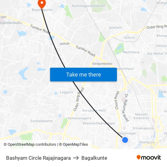 Bashyam Circle Rajajinagara to Bagalkunte map