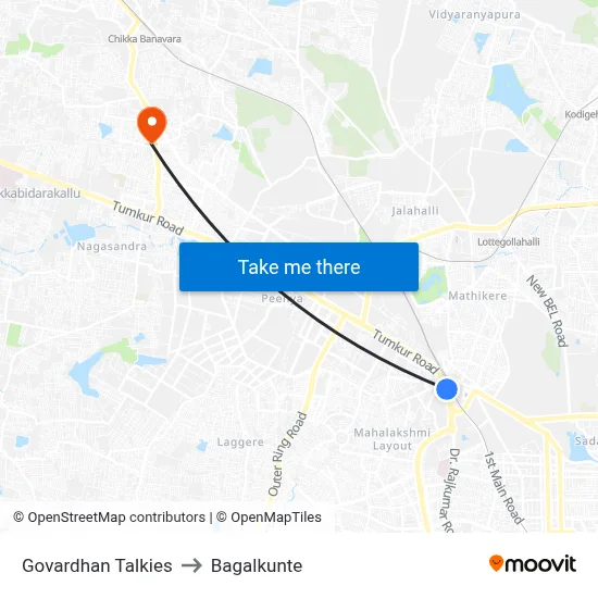 Govardhan Talkies to Bagalkunte map