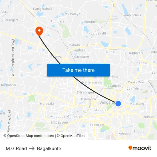 M.G.Road to Bagalkunte map
