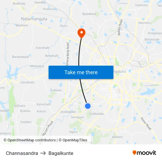 Channasandra to Bagalkunte map