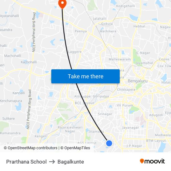 Prarthana School to Bagalkunte map