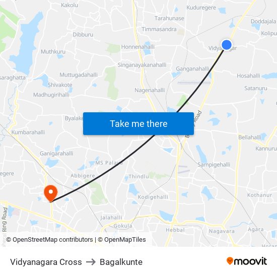 Vidyanagara Cross to Bagalkunte map