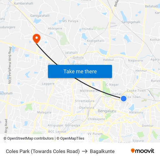 Coles Park (Towards Coles Road) to Bagalkunte map