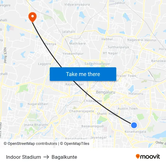 Indoor Stadium to Bagalkunte map