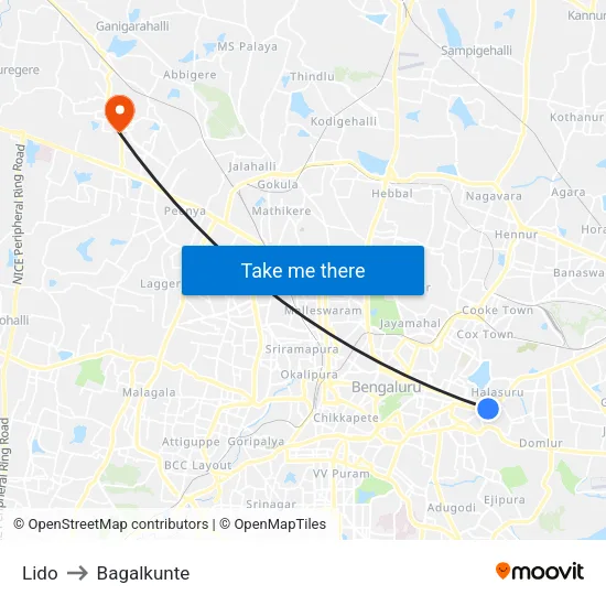 Lido to Bagalkunte map