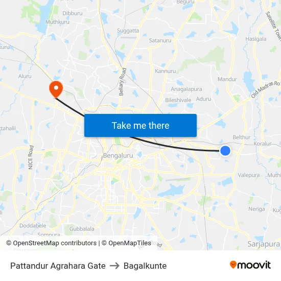 Pattandur Agrahara Gate to Bagalkunte map