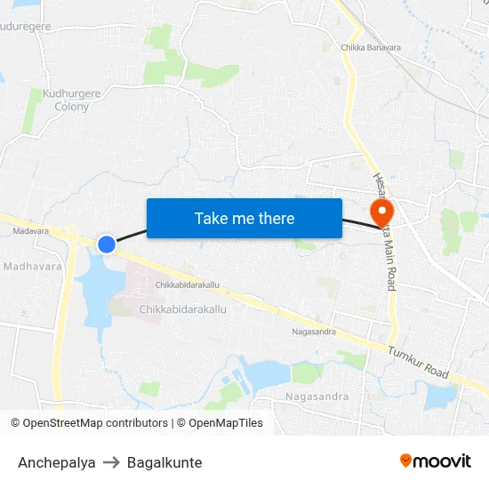 Anchepalya to Bagalkunte map