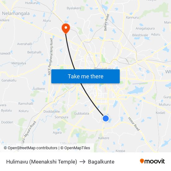 Hulimavu (Meenakshi Temple) to Bagalkunte map