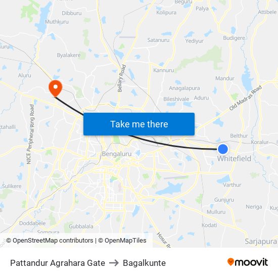 Pattandur Agrahara Gate to Bagalkunte map