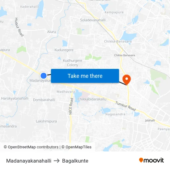 Madanayakanahalli to Bagalkunte map