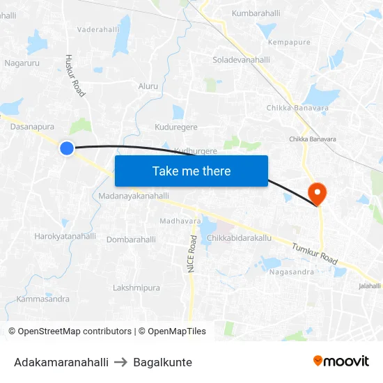 Adakamaranahalli to Bagalkunte map